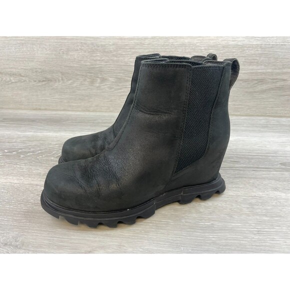 Sorel Joan of Arctic Wedge III Womens Boots Black Leather 7 Wedge Cold Shoes - Picture 3 of 11